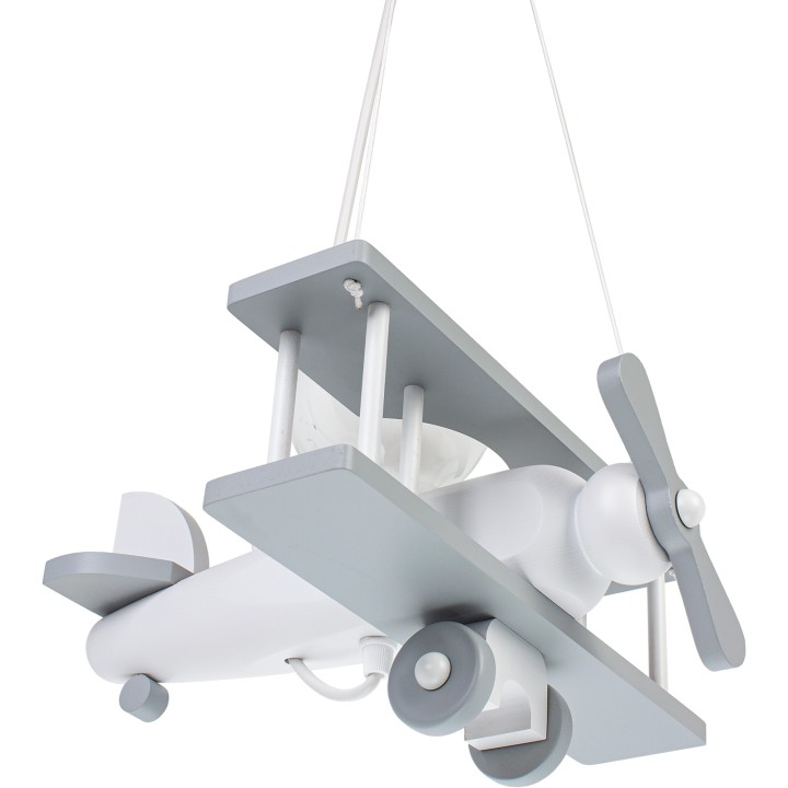 Kleine Pendelleuchte Flugzeug – weiß/grau