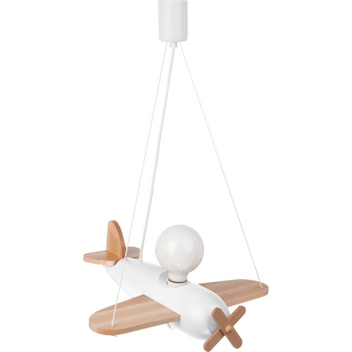 Pendelleuchte Flugzeug - naturholz/weiß