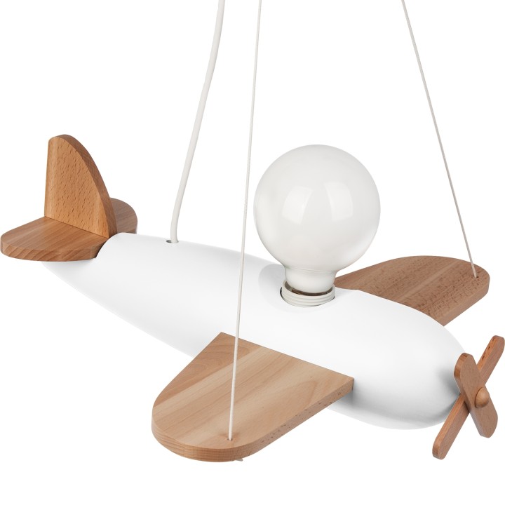 Pendelleuchte Flugzeug - naturholz/weiß