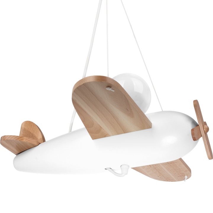 Pendelleuchte Flugzeug - naturholz/weiß