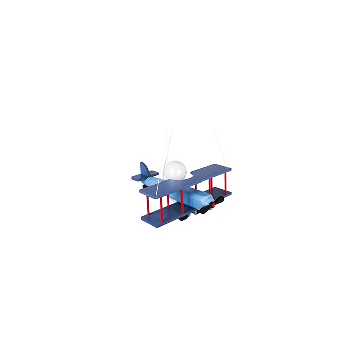 Hängeleuchte Flugzeug - groß, blau-schwarz/rot