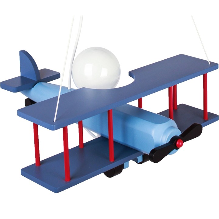 Hängeleuchte Flugzeug - groß, blau-schwarz/rot