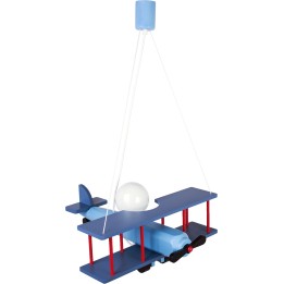Hängeleuchte Flugzeug - groß, blau-schwarz/rot