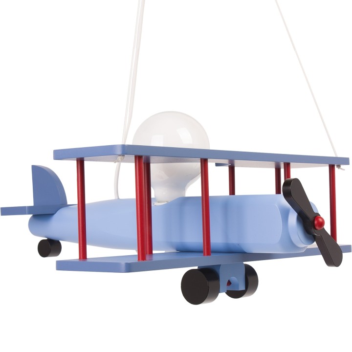 Hängeleuchte Flugzeug - groß, blau-schwarz/rot