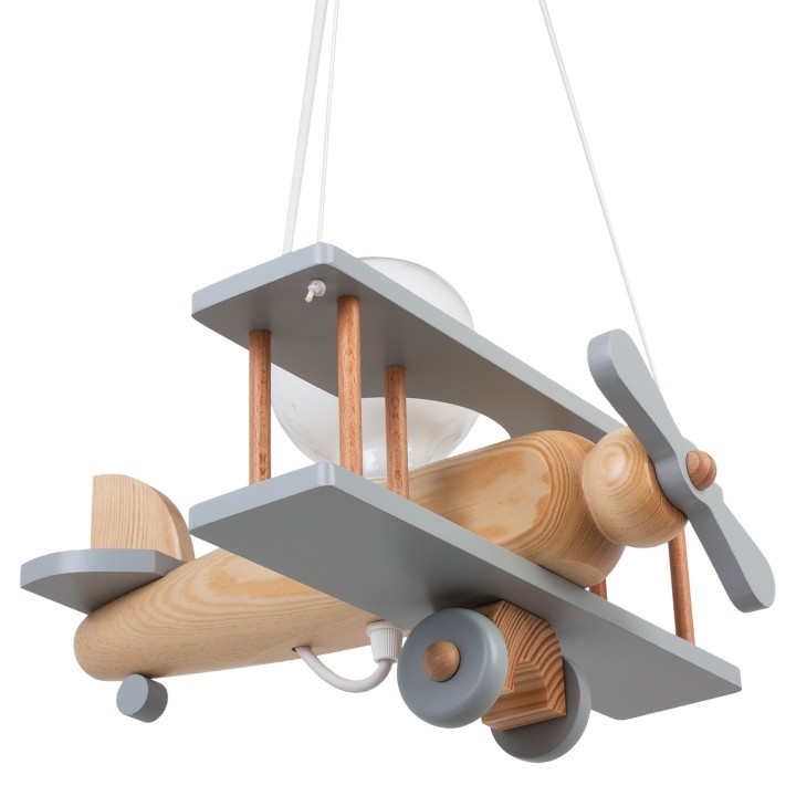 Kleine Pendelleuchte Flugzeug – natur/grau