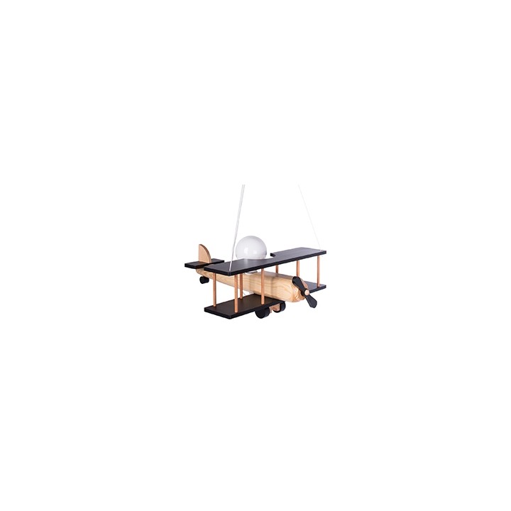 Hängeleuchte Flugzeug - groß, natur/schwarz