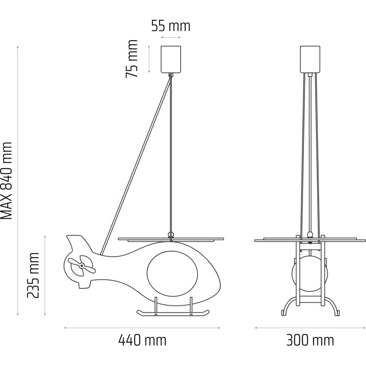 Pendelleuchte Helikopter - grau