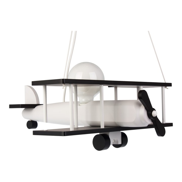 Hängeleuchte Flugzeug - groß, weiß/schwarz