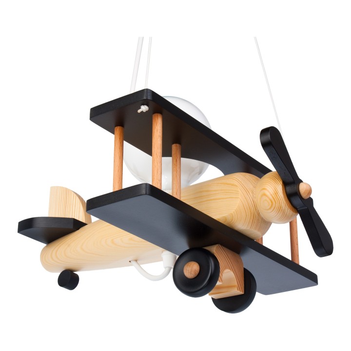 Kleine Pendelleuchte Flugzeug – natur/schwarz