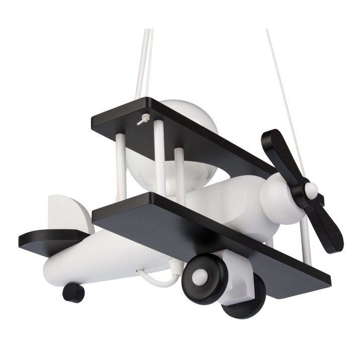 Kleine Pendelleuchte Flugzeug – weiß/schwarz
