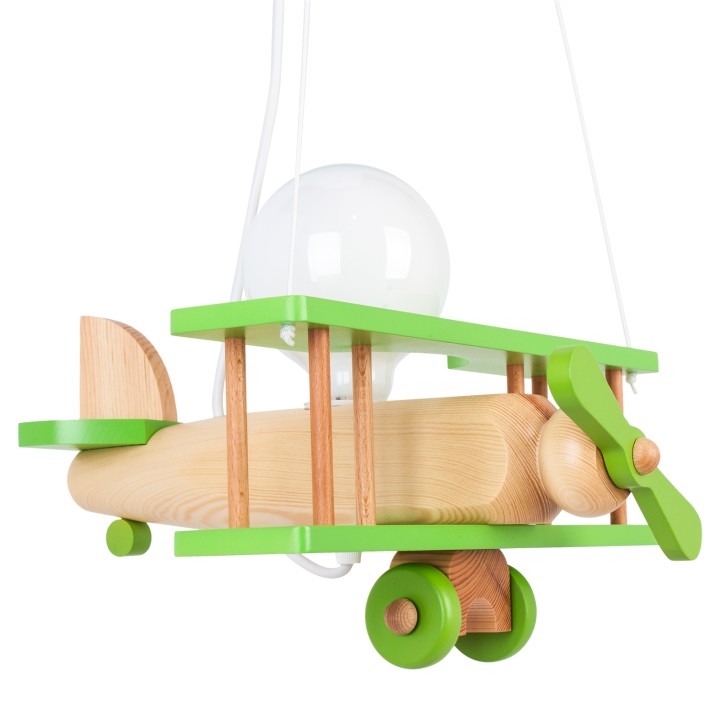 Kleine Pendelleuchte Flugzeug – natur/grün