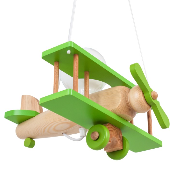 Kleine Pendelleuchte Flugzeug – natur/grün
