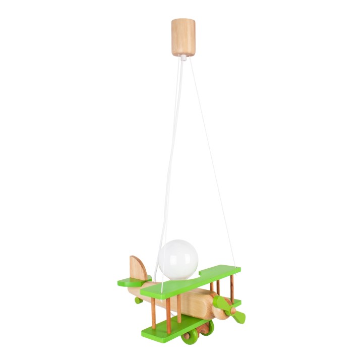 Kleine Pendelleuchte Flugzeug – natur/grün
