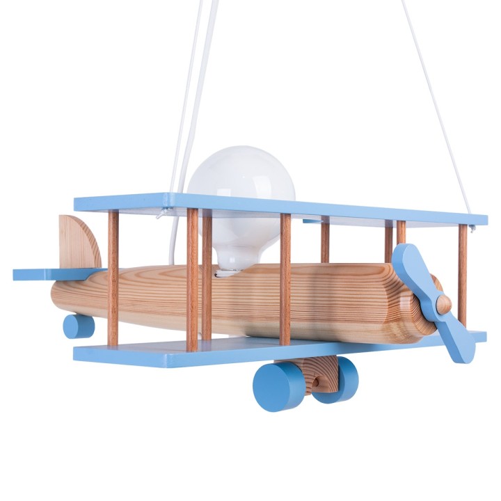 Hängeleuchte Flugzeug - groß, natur/himmelblau