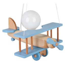 Kleine Pendelleuchte Flugzeug – natur/himmelblau