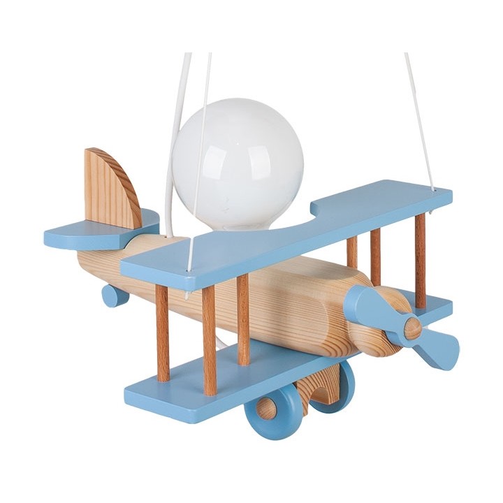 Kleine Pendelleuchte Flugzeug – natur/himmelblau