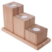 Set aus Eichenholz-Kerzenständern