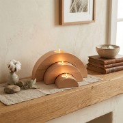 Halbkreisförmige Kerzenständer aus Erlenholz