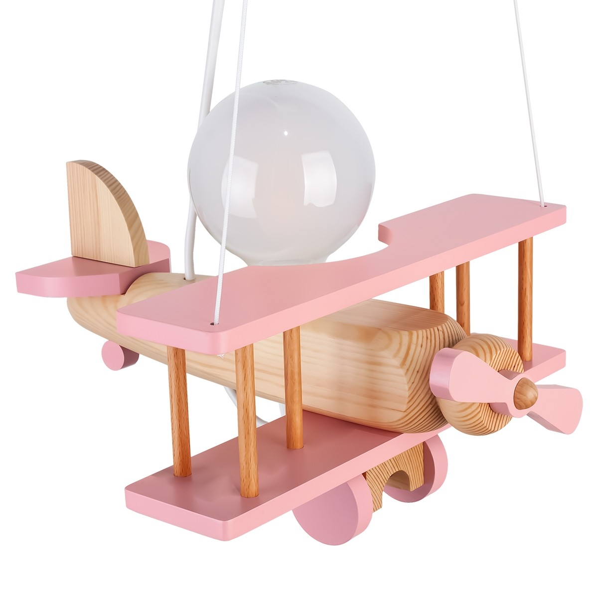 Kleine Pendelleuchte Flugzeug – natur/rosa