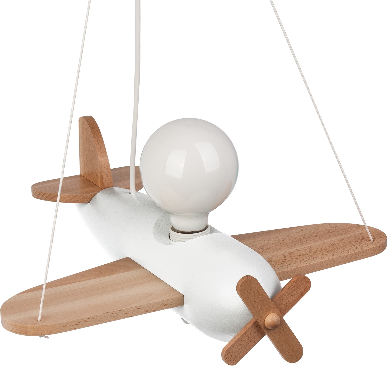 Pendelleuchte Flugzeug - naturholz/weiß