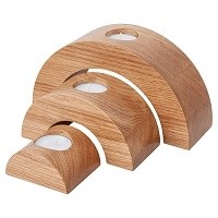 Halbkreisförmige Kerzenständer aus geölter Eiche