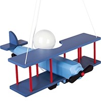 Hängeleuchte Flugzeug - groß, blau-schwarz/rot