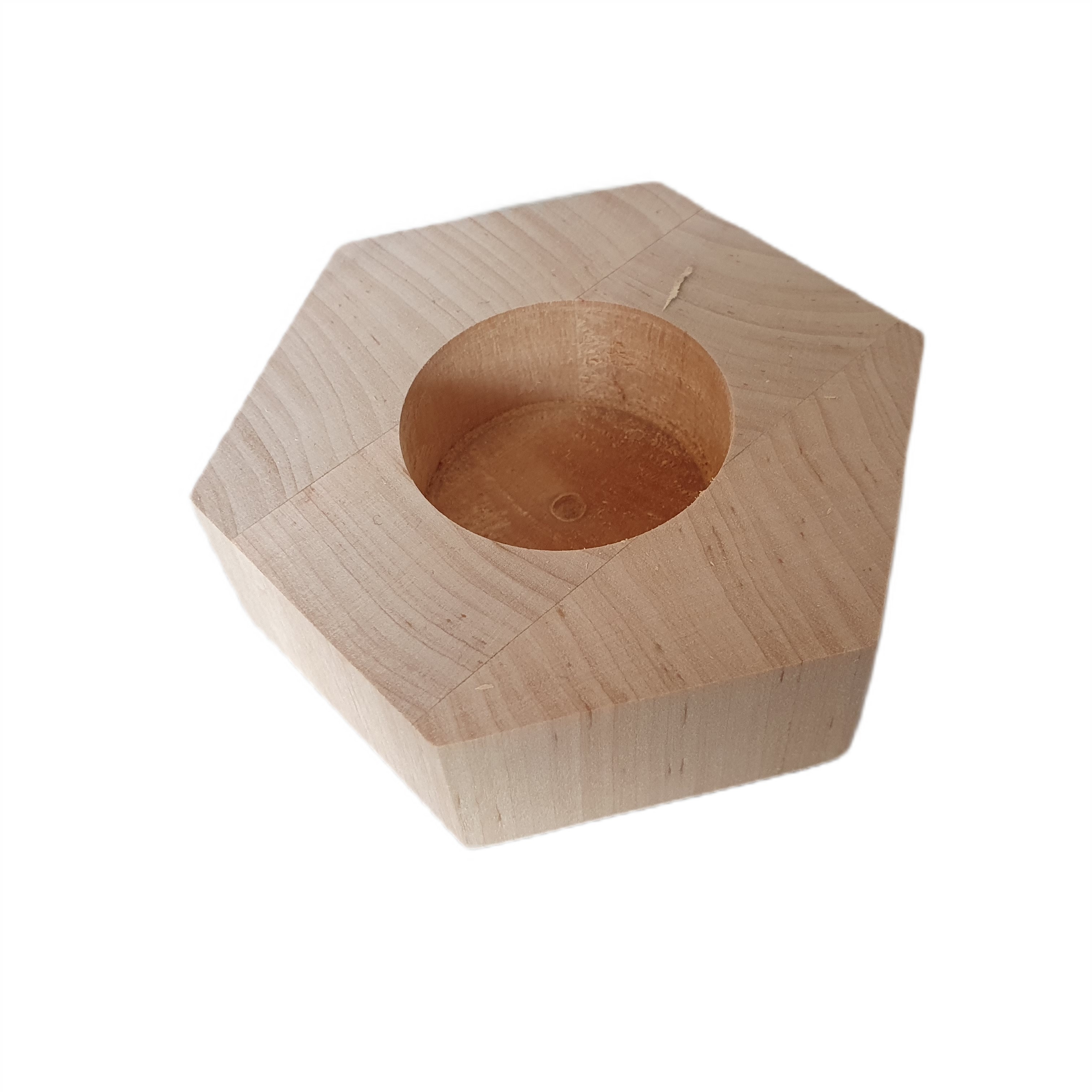 Sechseckiger Kerzenständer aus Erlenholz