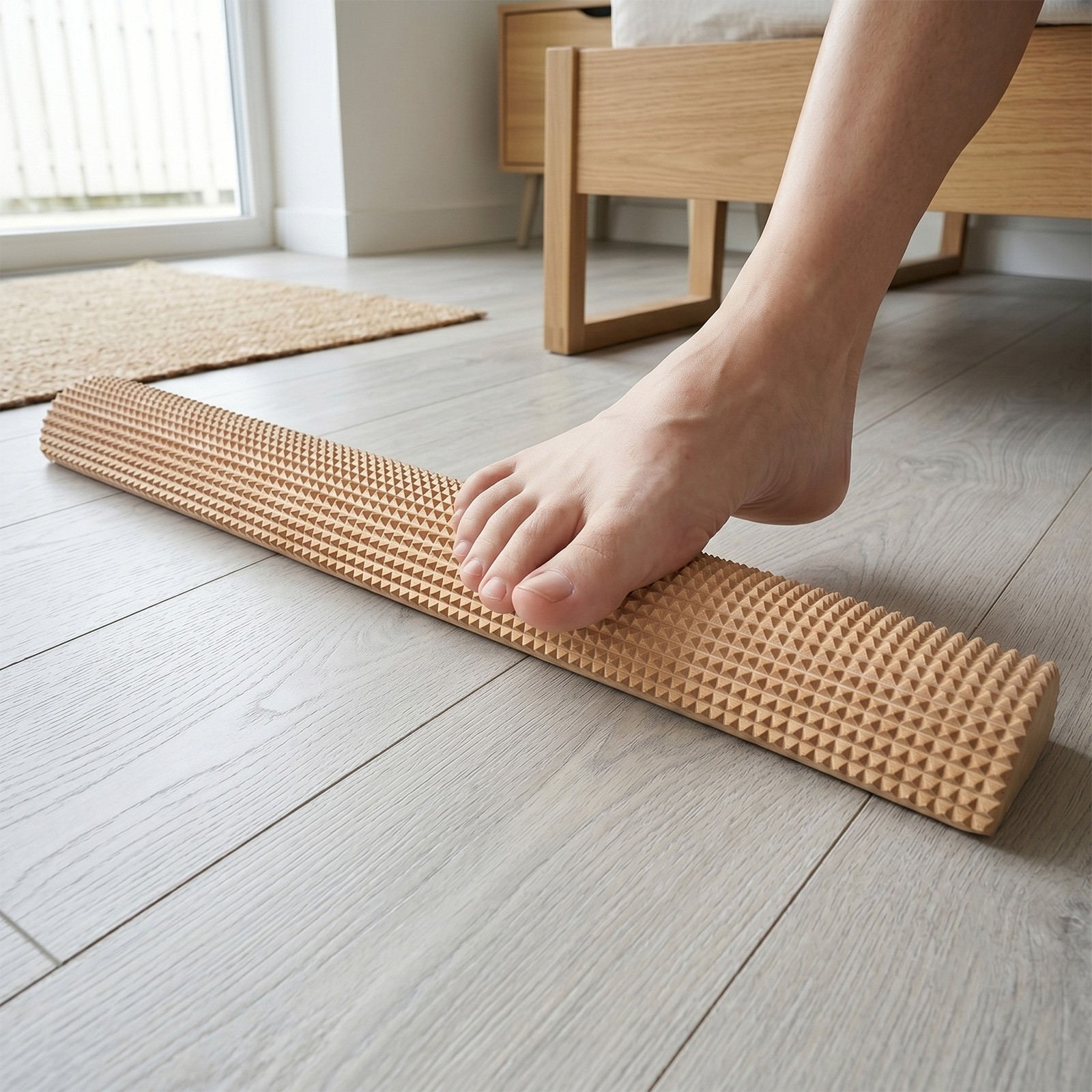 Geriffelter Halbzylinder aus Esche, 50 cm